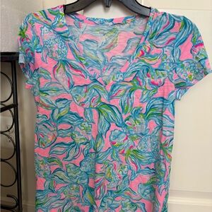 Lilly Pulitzer Pink and Blue Floral Top